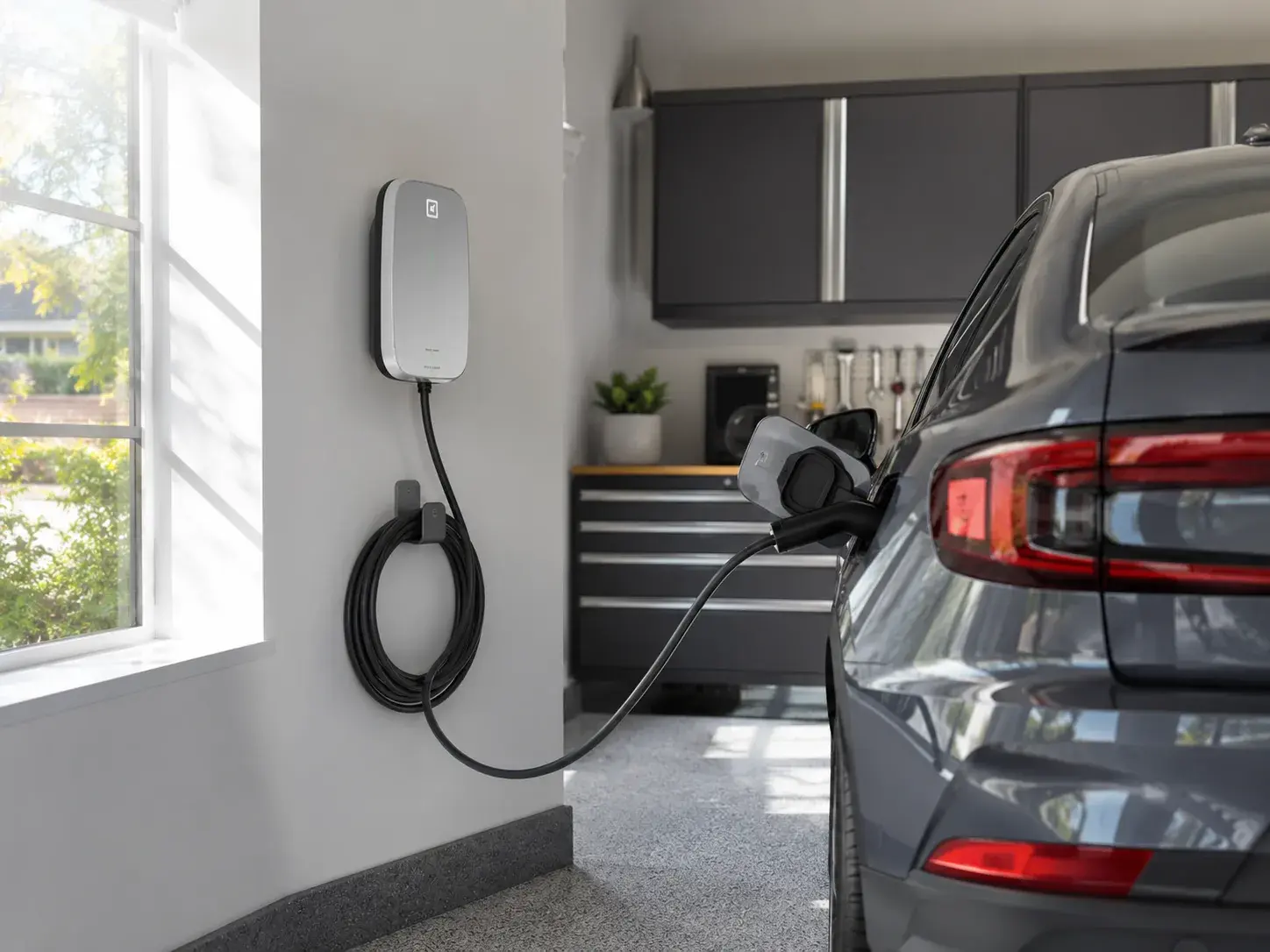 EV charging in a home garage
