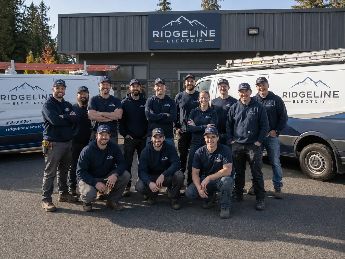 The Ridgeline crew in front of the shop